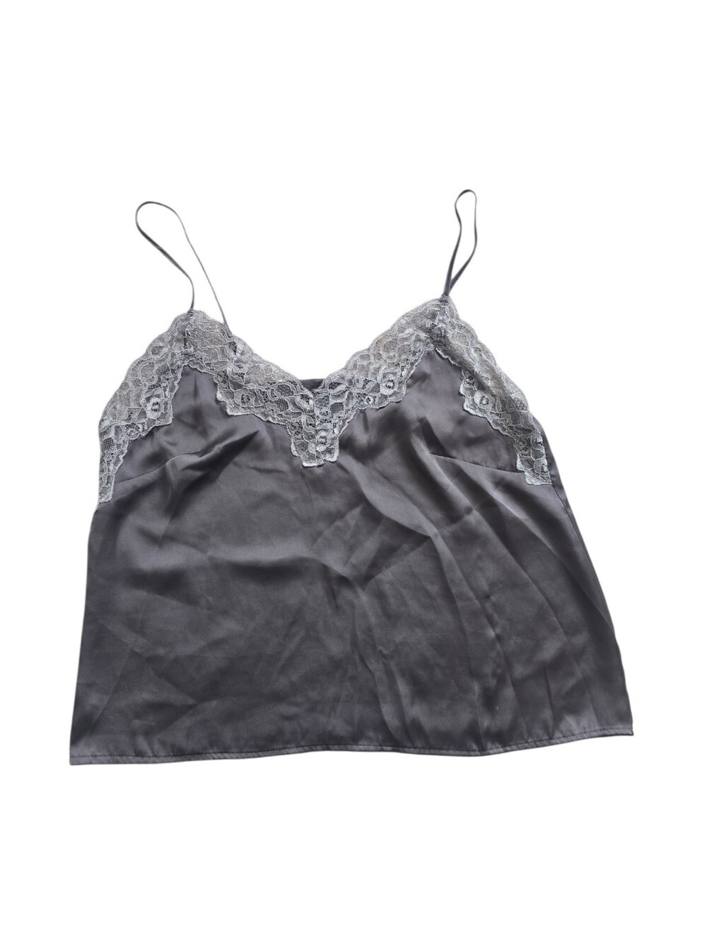 H&M Women's Gray Lace Trim Camisole Pajama Top, Size Small
